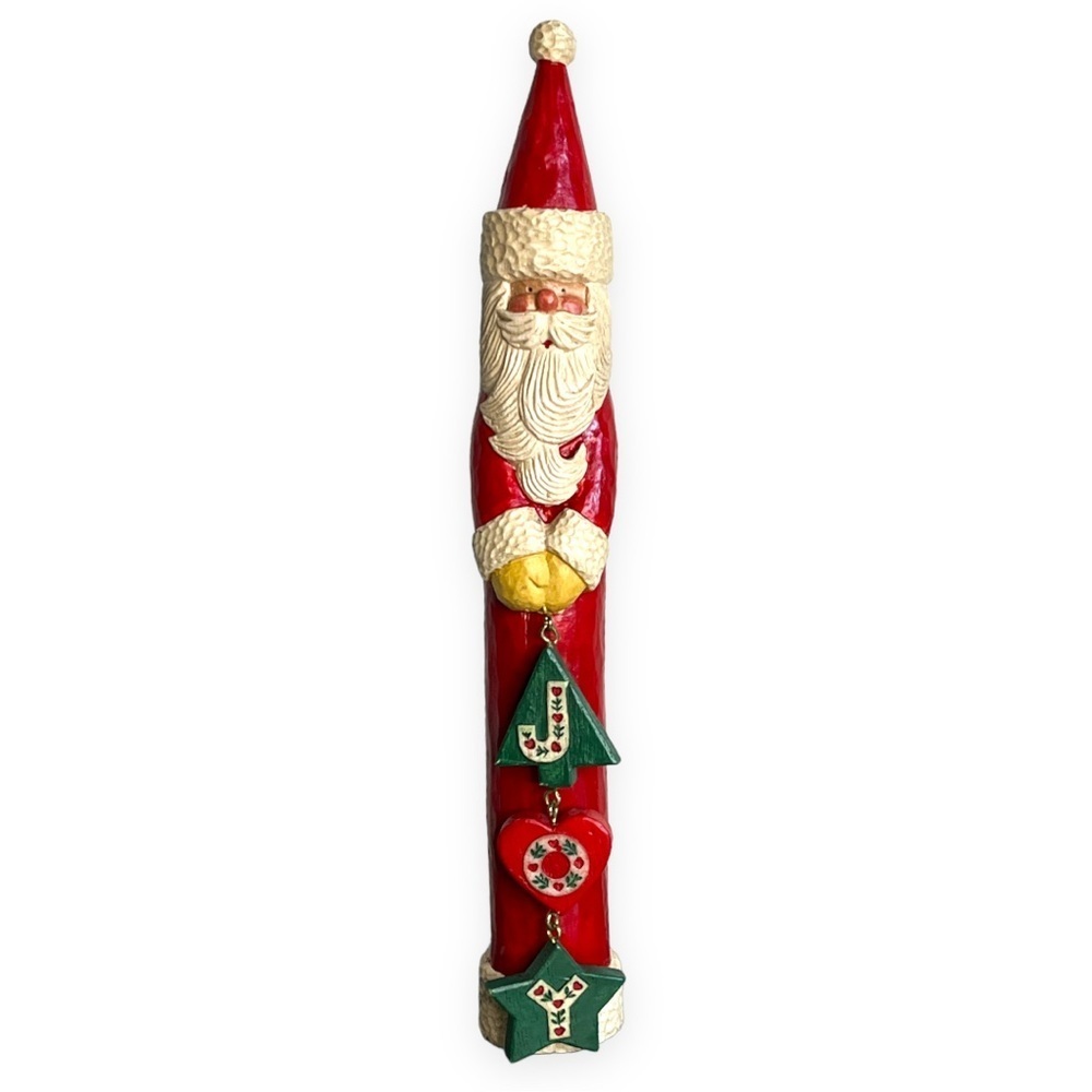 Vintage‎ Kurt S Adler Santa Folk Art Country JOY 11" Wood Carved Christmas Decor
